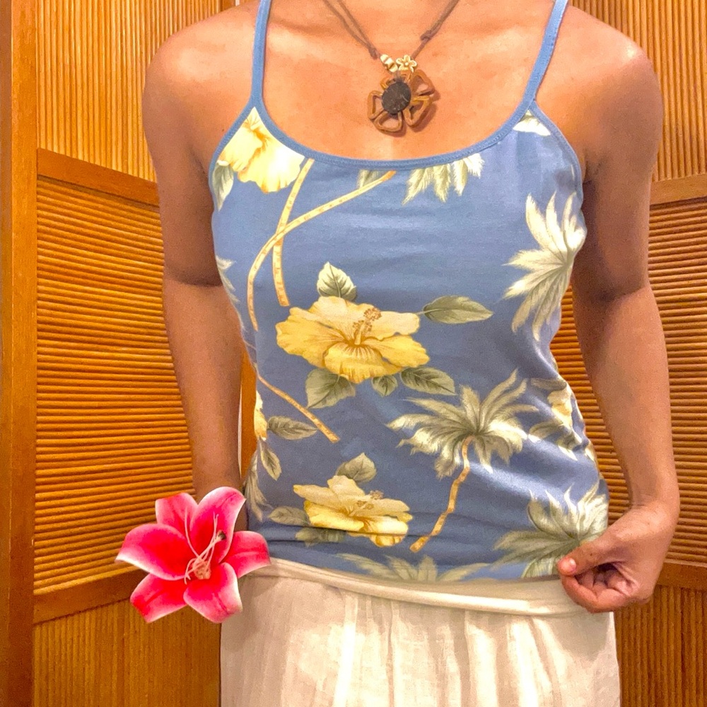 Caribbean Joe Gray and Yellow Fitted Camisole